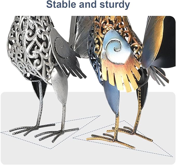 Too-arts Metal Sculpture Carved Iron Rooster Home Furnishing Artwork Craft Gifts