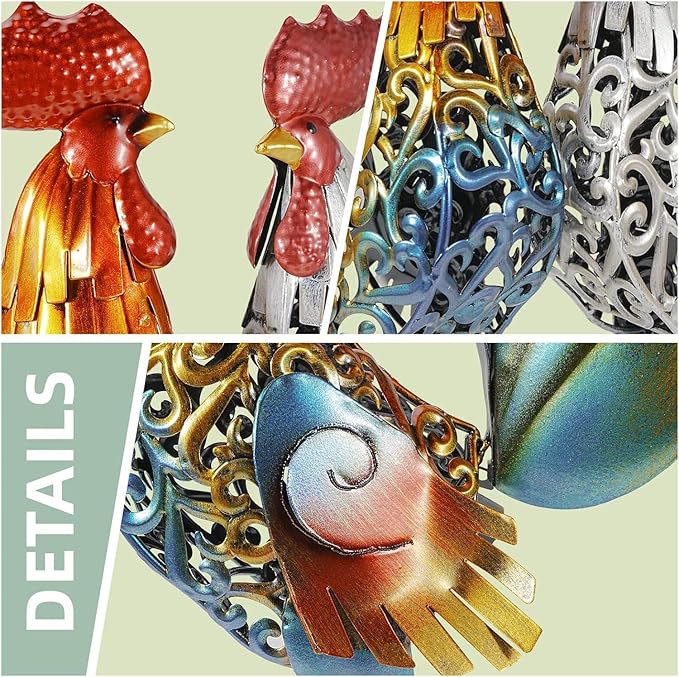Too-arts Metal Sculpture Carved Iron Rooster Home Furnishing Artwork Craft Gifts
