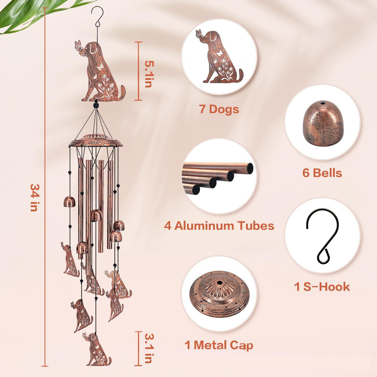 Outdoor Copper Handmade Metal Bigfoot Wind Chimes
