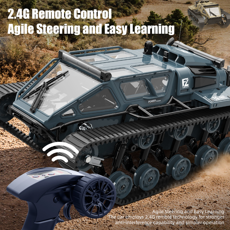 All-terrain tracked remote control die-cast tank toy