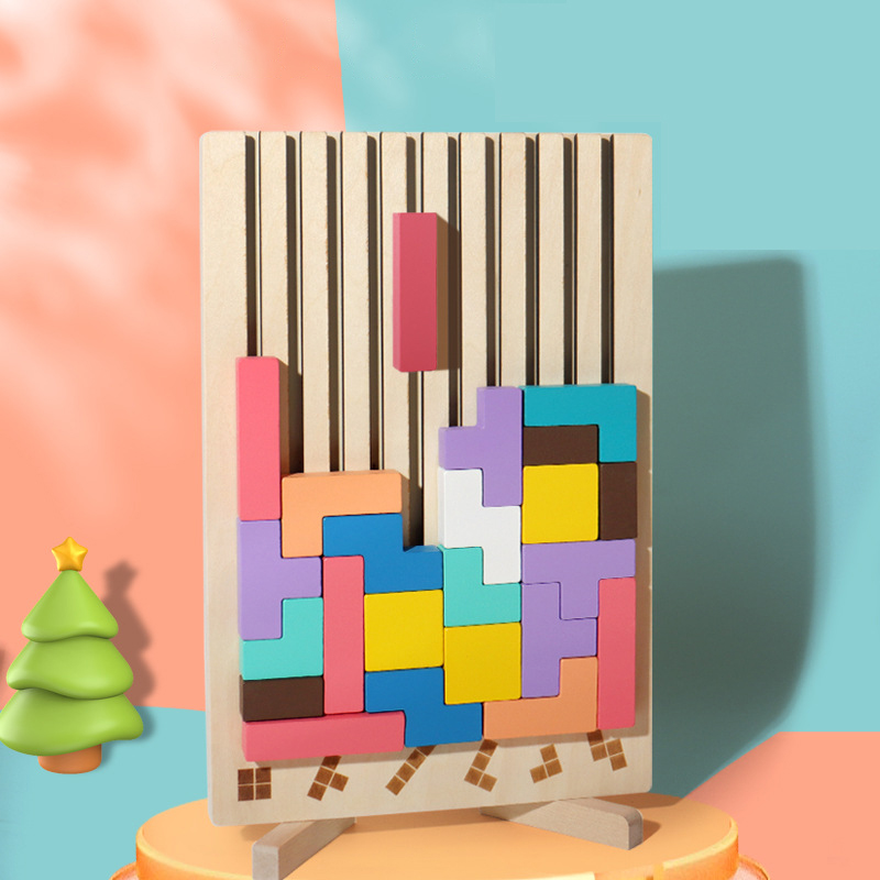 3D Wooden Puzzle, Building Blocks, Puzzle Game, Baby Logic Training Puzzle Toys, Parent-Child Interactive Games