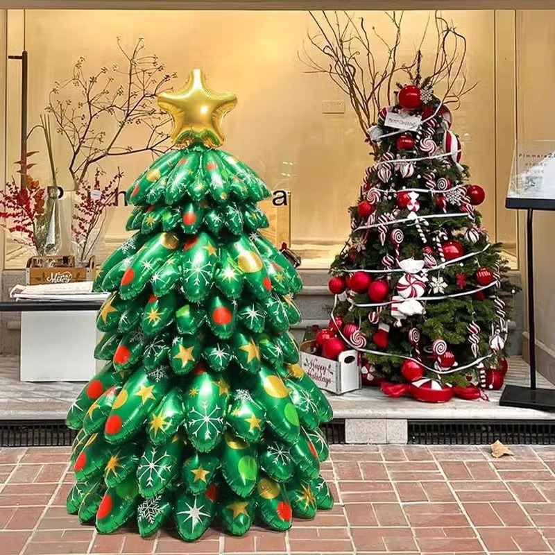 Large 3D Standing Christmas Tree Foil Balloon with LED Lights 