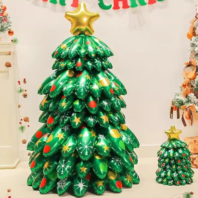 Large 3D Standing Christmas Tree Foil Balloon with LED Lights 