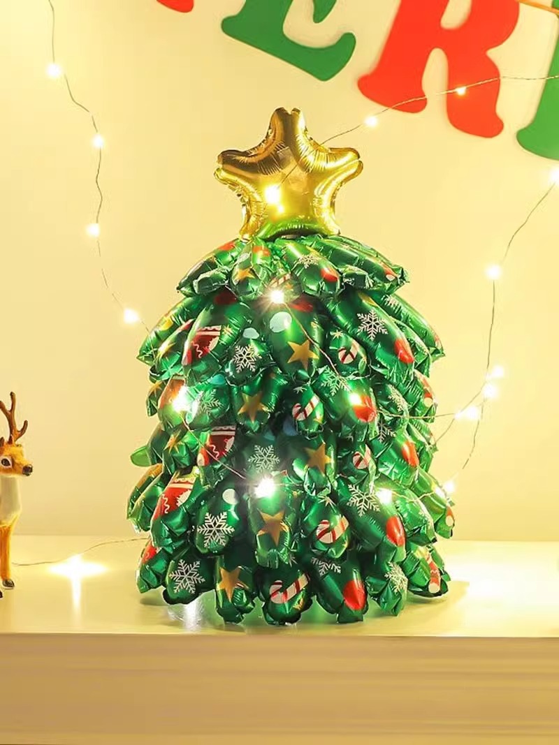 Large 3D Standing Christmas Tree Foil Balloon with LED Lights 