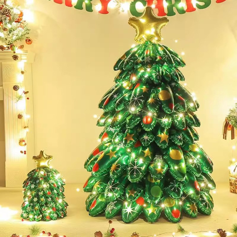 Large 3D Standing Christmas Tree Foil Balloon with LED Lights 
