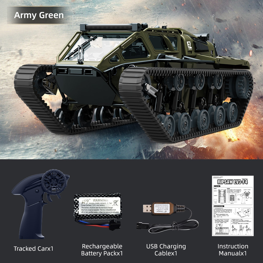 All-terrain tracked remote control die-cast tank toy