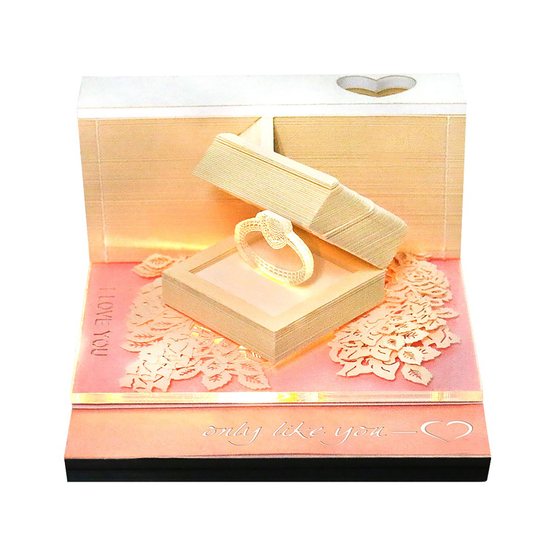 2026 LED Light Christmas Tree Desk Calendar 3D Tear Away Paper Carving Art Memo Pad