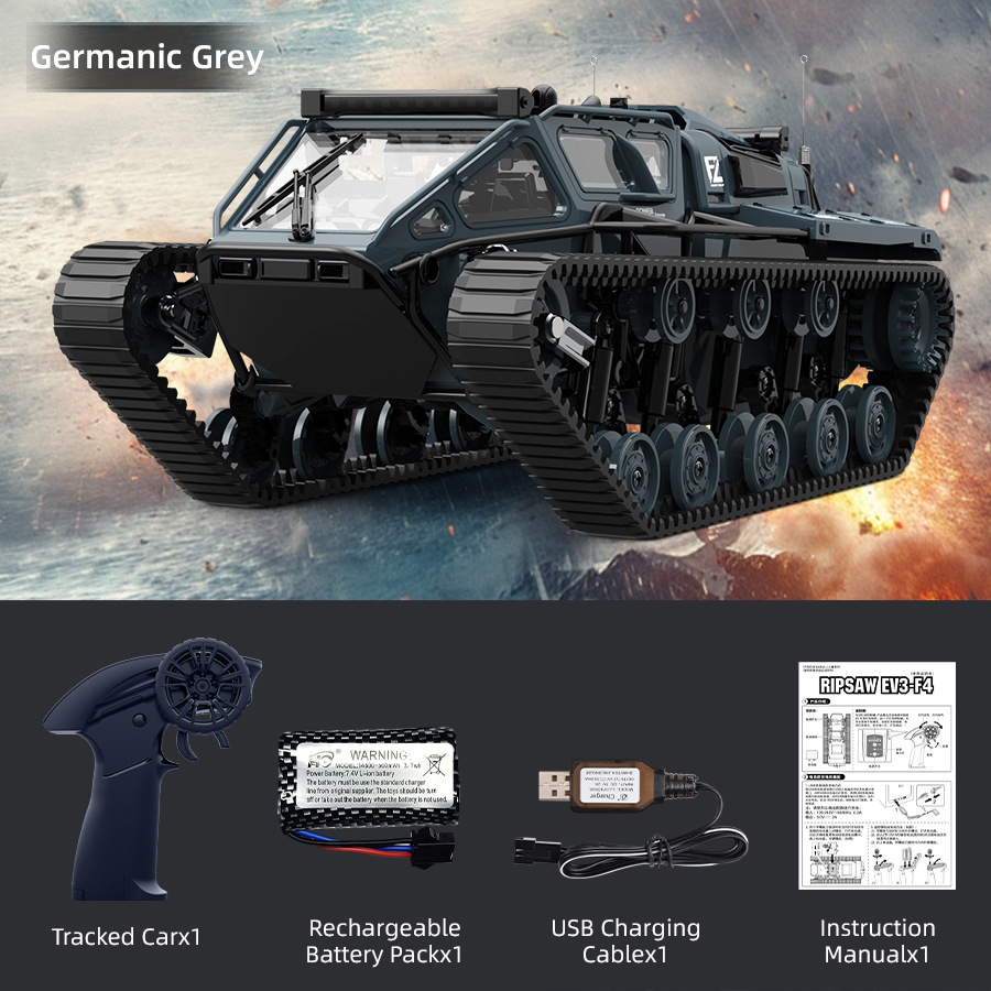 All-terrain tracked remote control die-cast tank toy