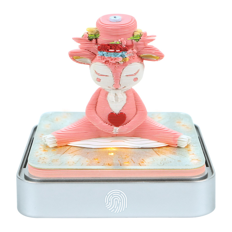 2026 LED Light Christmas Tree Desk Calendar 3D Tear Away Paper Carving Art Memo Pad