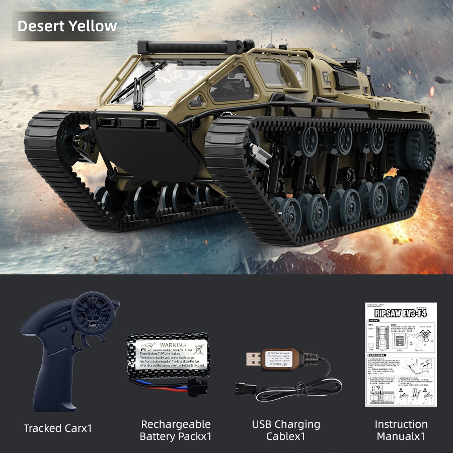 All-terrain tracked remote control die-cast tank toy