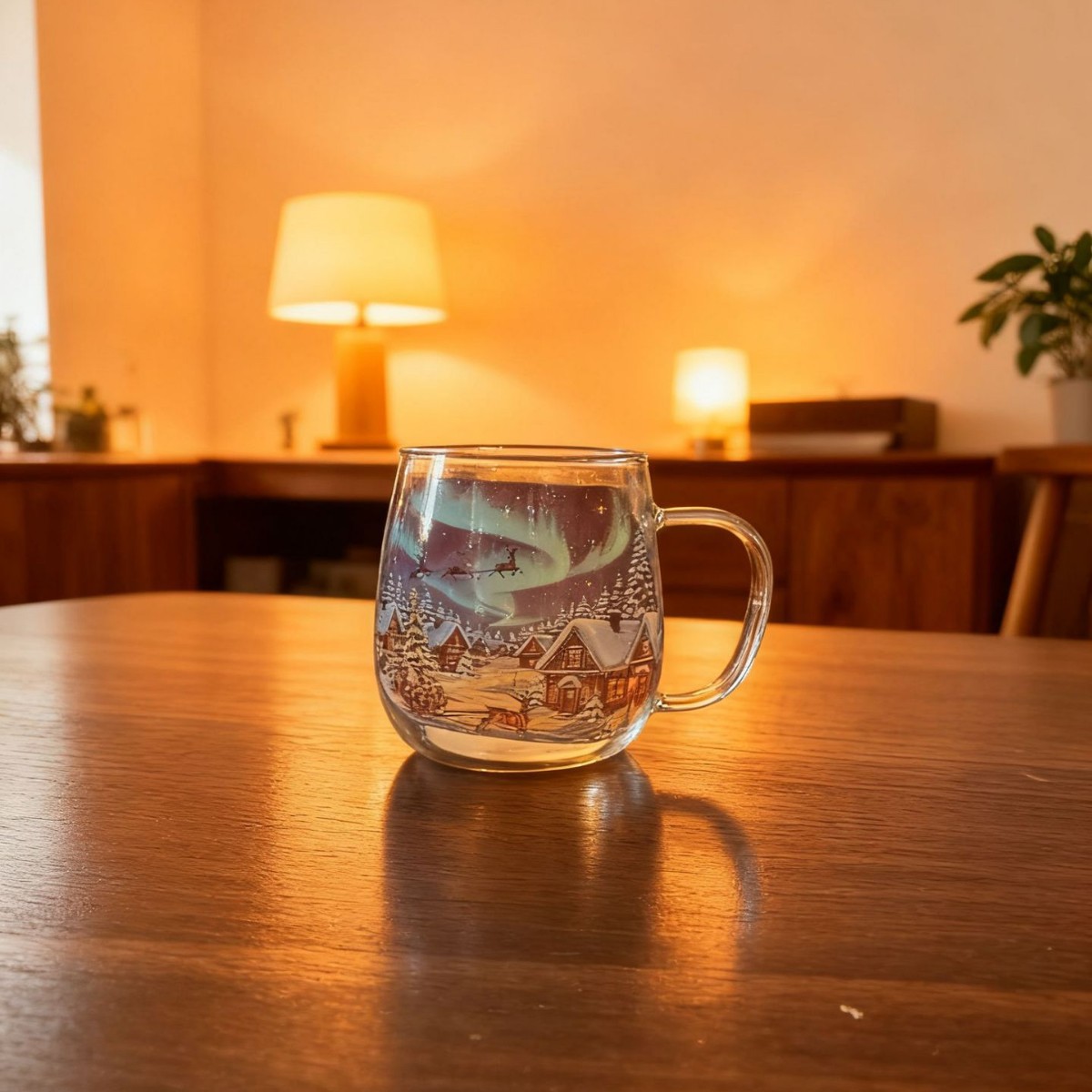Christmas Aurora Reindeer Glass Mug