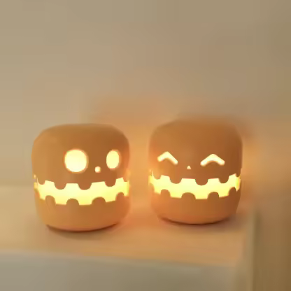 Night Lights Cartoon Ghost Face Bedside Light Halloween Decor Cute Room Rechargeable Lamp For Kids Room Bedroom Decoration