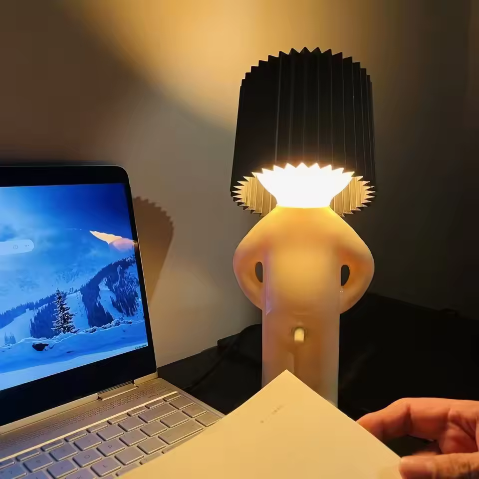 Claeted Naughty Boy Creative Table Lamp Unique LED Pleats Reading Lighting Bedroom Bedside Night Light Children's Gift