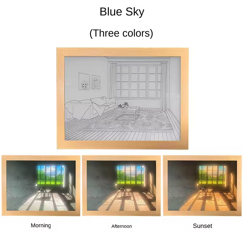Light Shadow ing Painting Three Color Dimming Luminous Mural Living Room Bedroom Sunlight Small Night Decoration