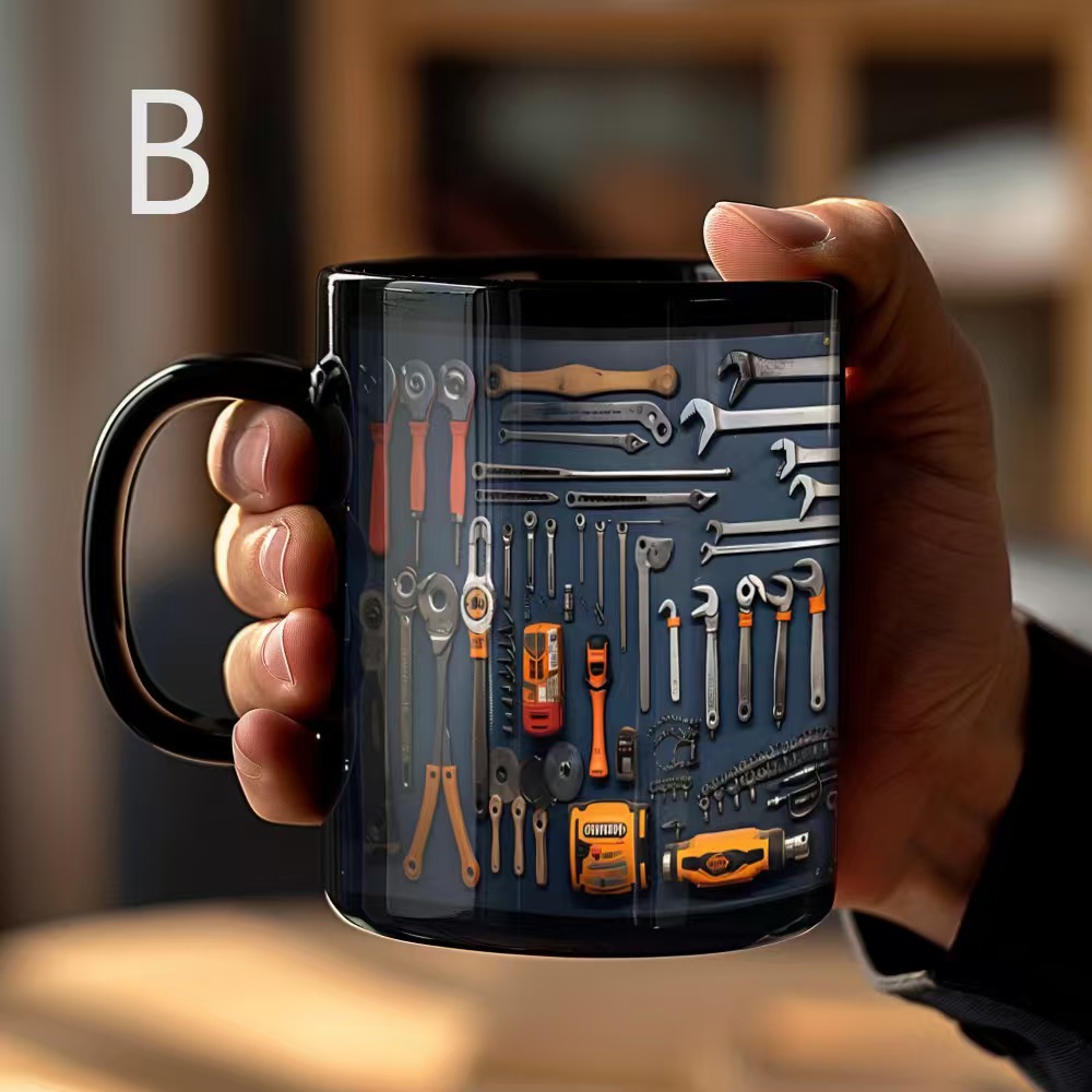 🛠️Tool Print Ceramic Mug: Thoughtful Gift for Dads, Husbands & Car Enthusiasts☕