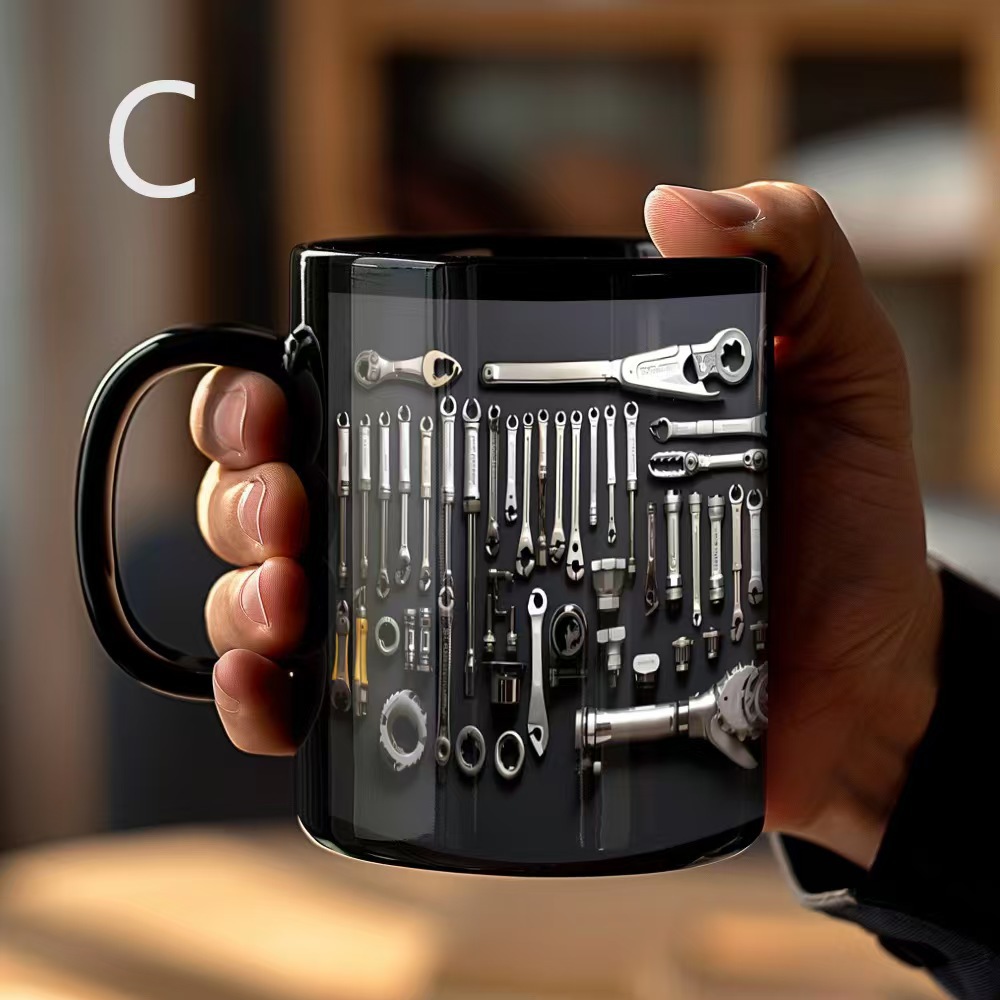🛠️Tool Print Ceramic Mug: Thoughtful Gift for Dads, Husbands & Car Enthusiasts☕