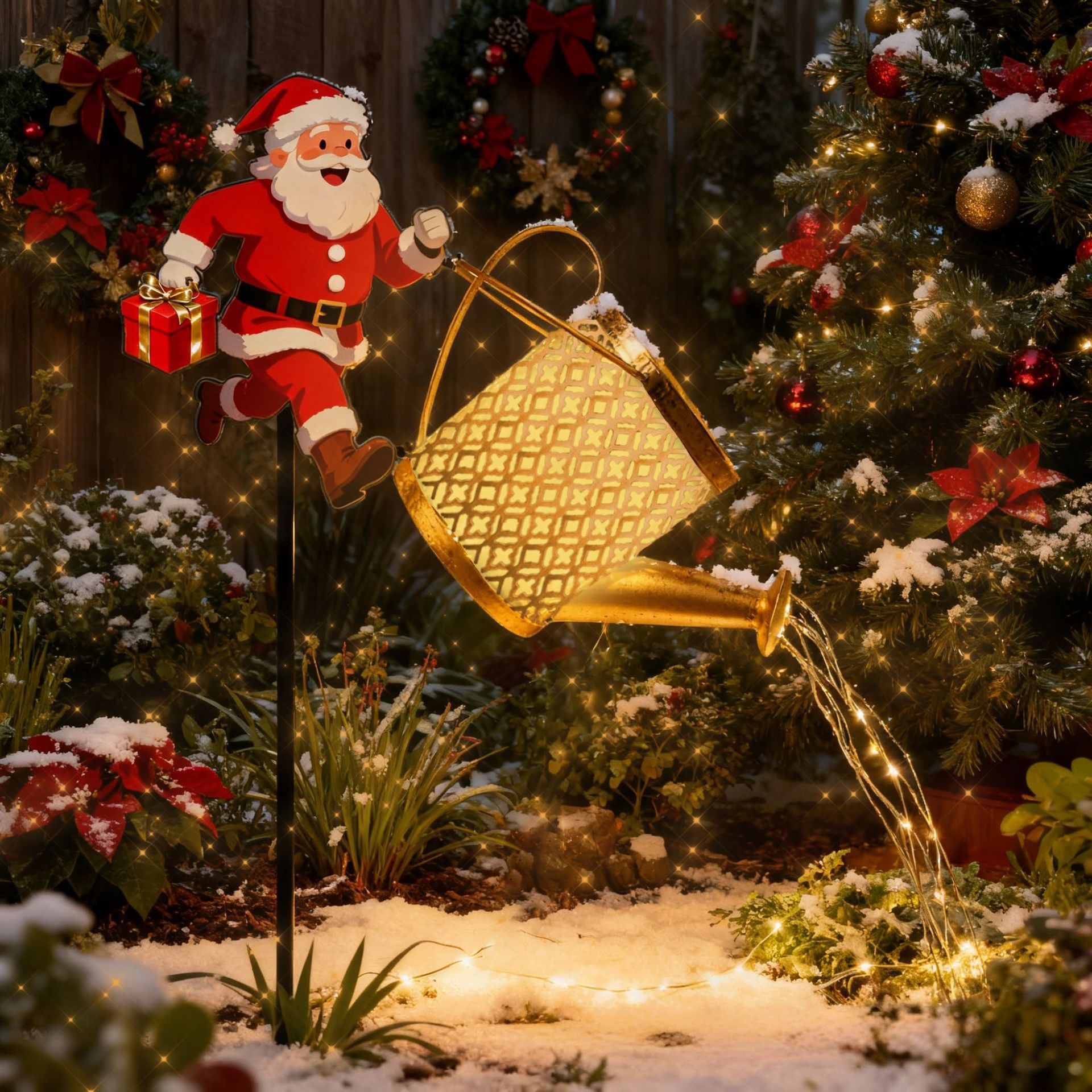 Santa Watering Can LED Christmas Decor - Transform Your Yard into a Festive Wonderland