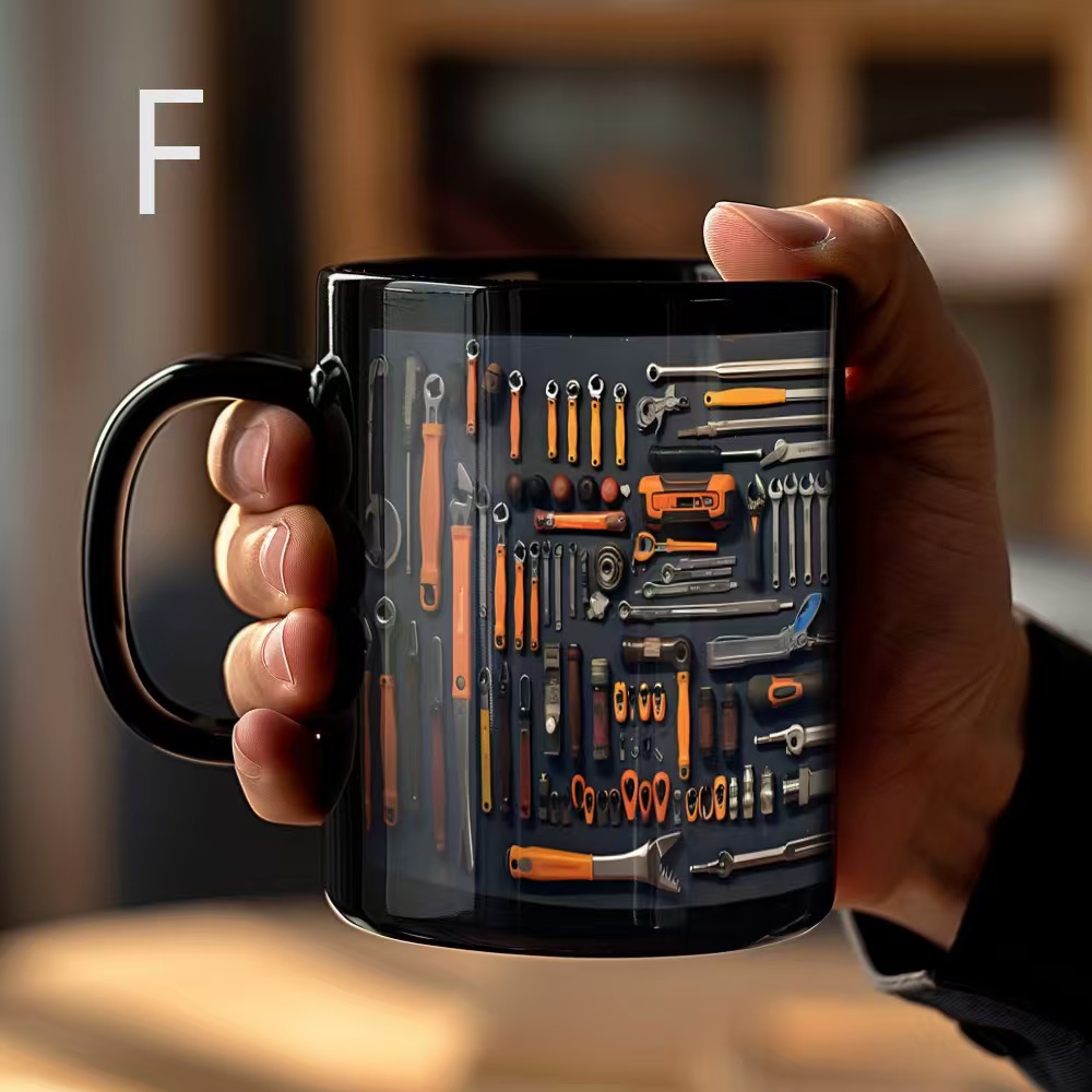 🛠️Tool Print Ceramic Mug: Thoughtful Gift for Dads, Husbands & Car Enthusiasts☕