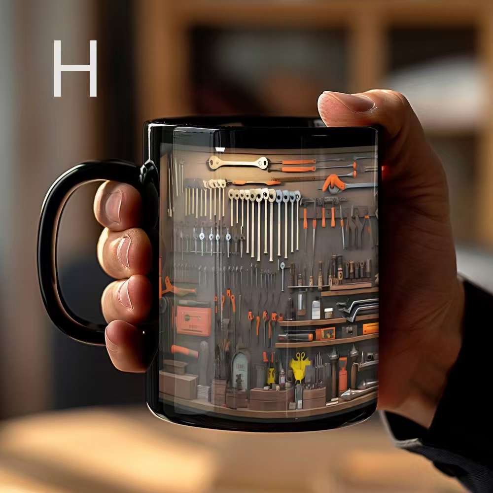 🛠️Tool Print Ceramic Mug: Thoughtful Gift for Dads, Husbands & Car Enthusiasts☕