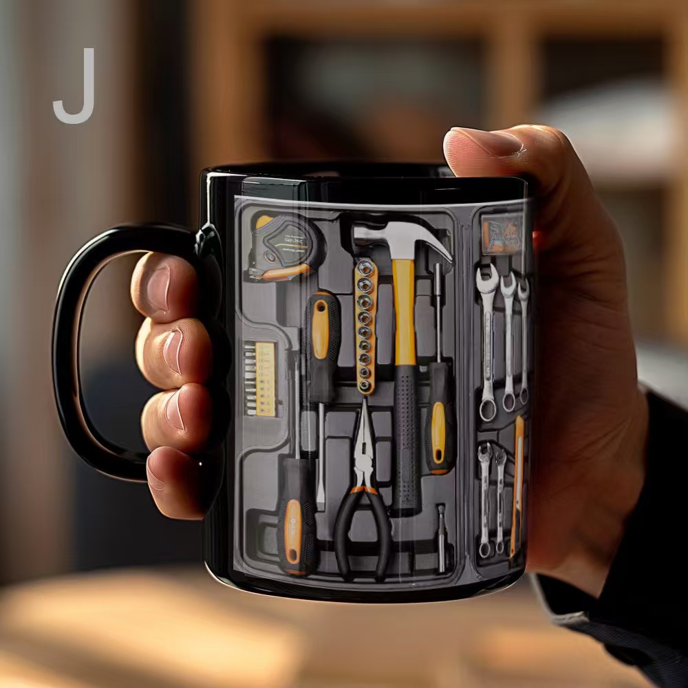 🛠️Tool Print Ceramic Mug: Thoughtful Gift for Dads, Husbands & Car Enthusiasts☕
