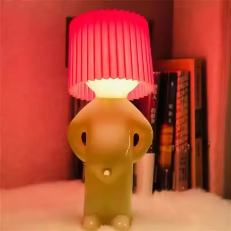 Claeted Naughty Boy Creative Table Lamp Unique LED Pleats Reading Lighting Bedroom Bedside Night Light Children's Gift