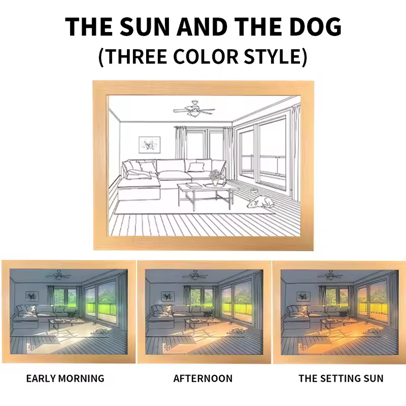 Light Shadow ing Painting Three Color Dimming Luminous Mural Living Room Bedroom Sunlight Small Night Decoration