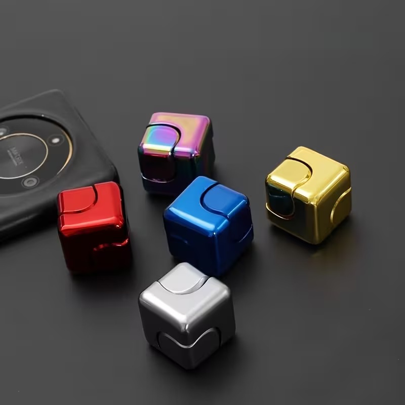 Square Decompression Spinning Top Dice Cube Anti-Anxiety Fingertip Toys Hand Fidget Spinner Vent Toys Flipo Flip For Children
