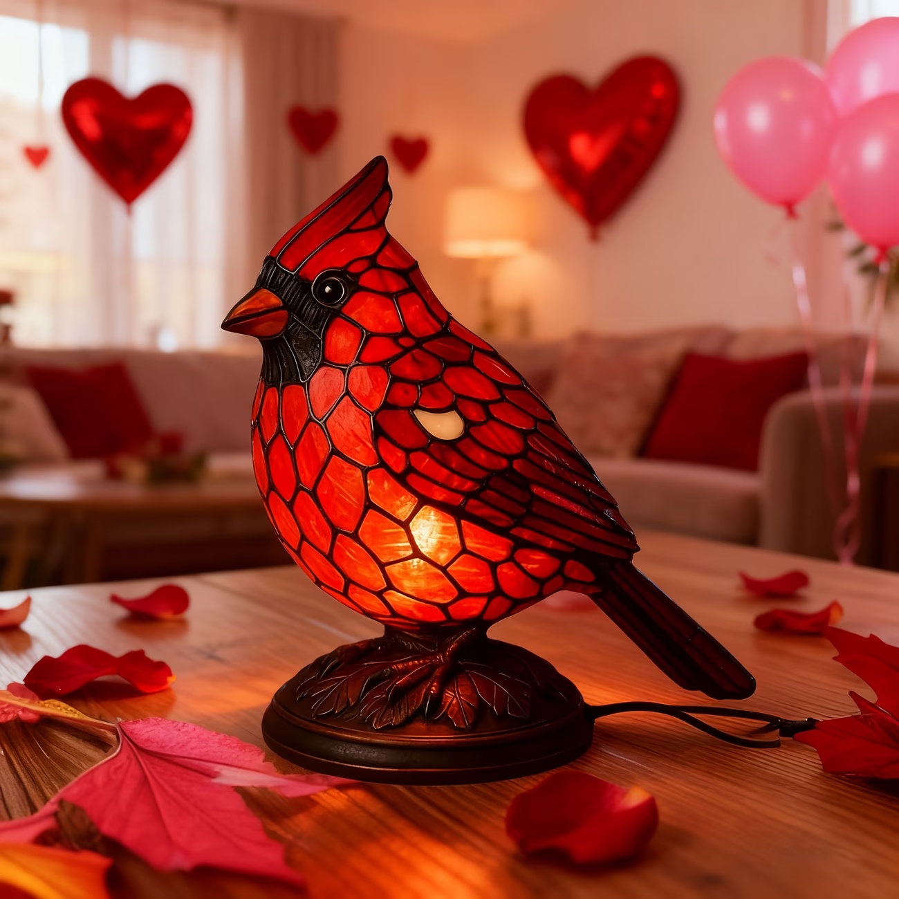 Resin Cardinalis Night Light  Decorations, Red Bird Desktop Ornament