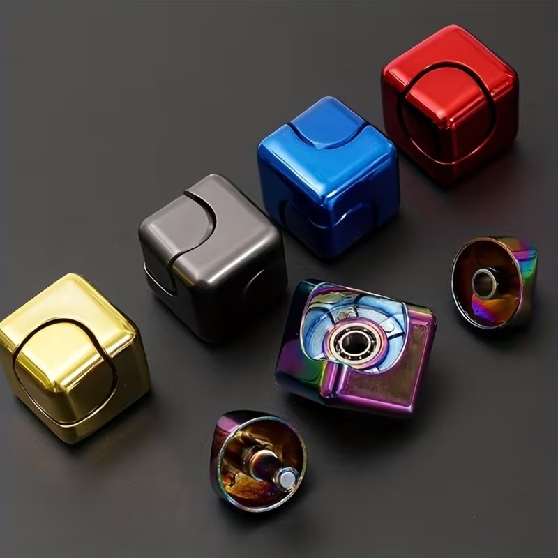 Square Decompression Spinning Top Dice Cube Anti-Anxiety Fingertip Toys Hand Fidget Spinner Vent Toys Flipo Flip For Children
