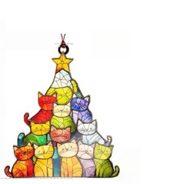 Cat Christmas Tree Sun Catcher Ornament: A Purr-fect Holiday Delight for Cat Lovers