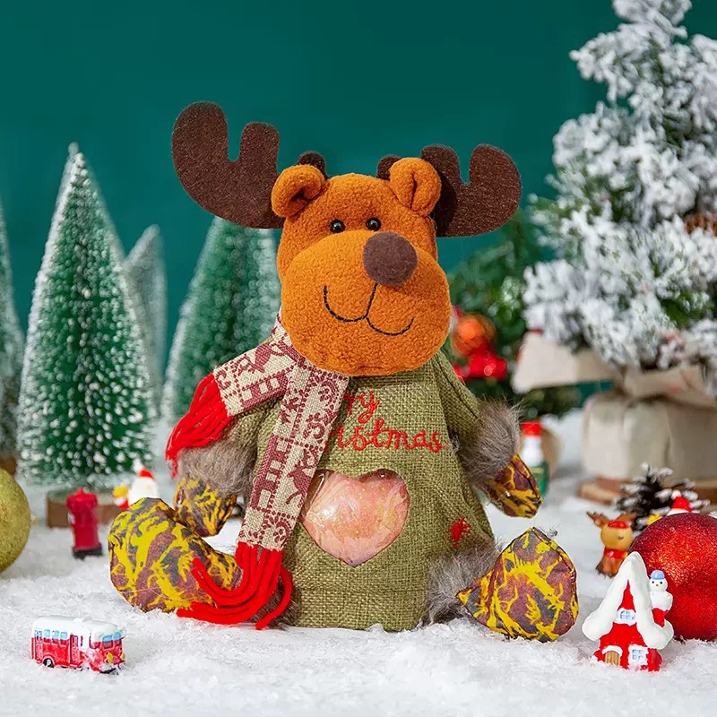 🎄 Christmas Reusable Drawstring Gift Bags – Doll Design (Reindeer/Santa/Snowman)!