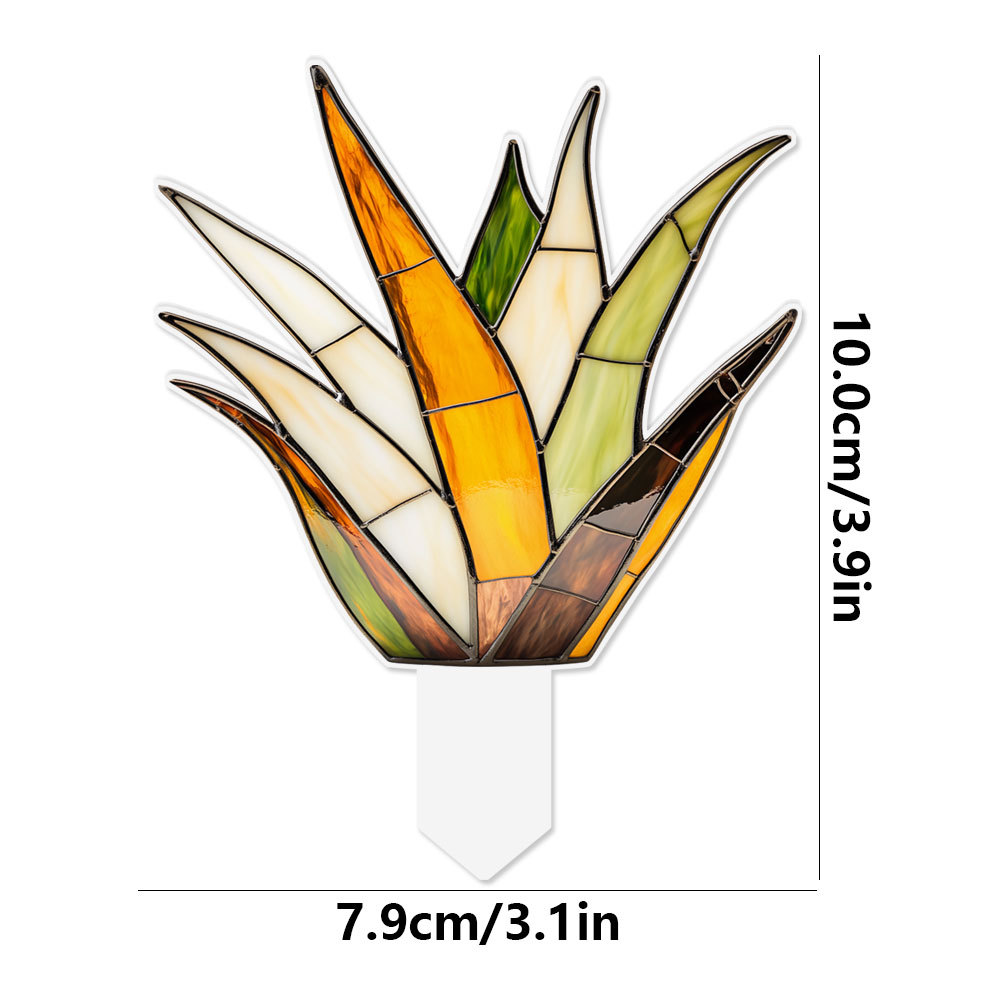  Plant Stained Glass Mushroom Cactus Glass Decor Flower Suncatcher Desk Windowsill Shelf Decor Plant Lover Gifts for Mom Teacher