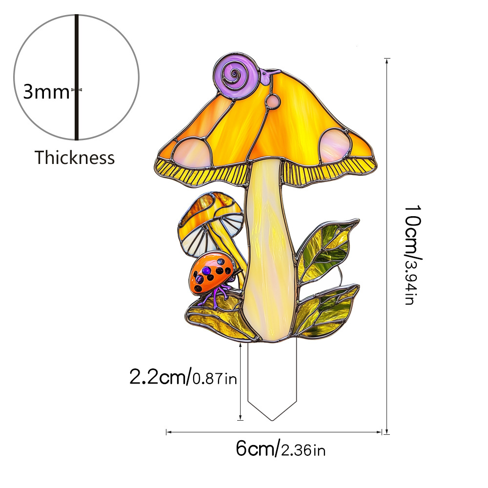  Plant Stained Glass Mushroom Cactus Glass Decor Flower Suncatcher Desk Windowsill Shelf Decor Plant Lover Gifts for Mom Teacher