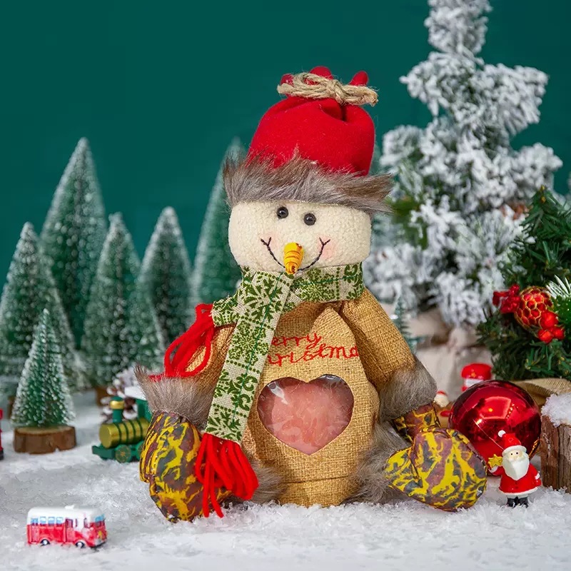 🎄 Christmas Reusable Drawstring Gift Bags – Doll Design (Reindeer/Santa/Snowman)!