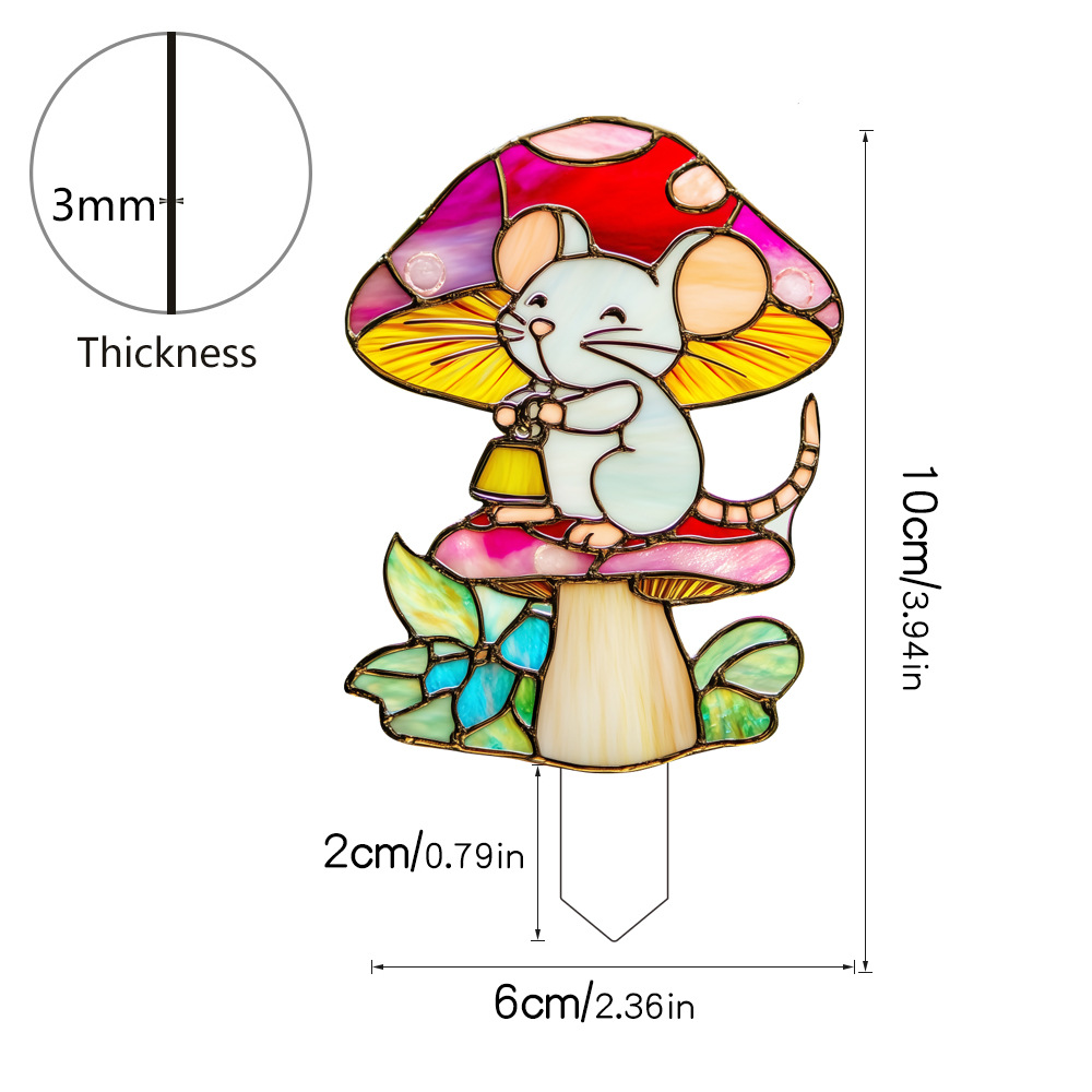  Plant Stained Glass Mushroom Cactus Glass Decor Flower Suncatcher Desk Windowsill Shelf Decor Plant Lover Gifts for Mom Teacher