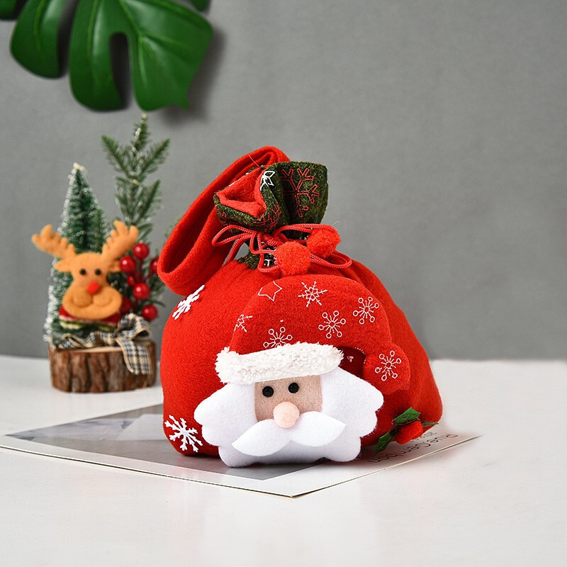 🎄 Christmas Reusable Drawstring Gift Bags – Doll Design (Reindeer/Santa/Snowman)!