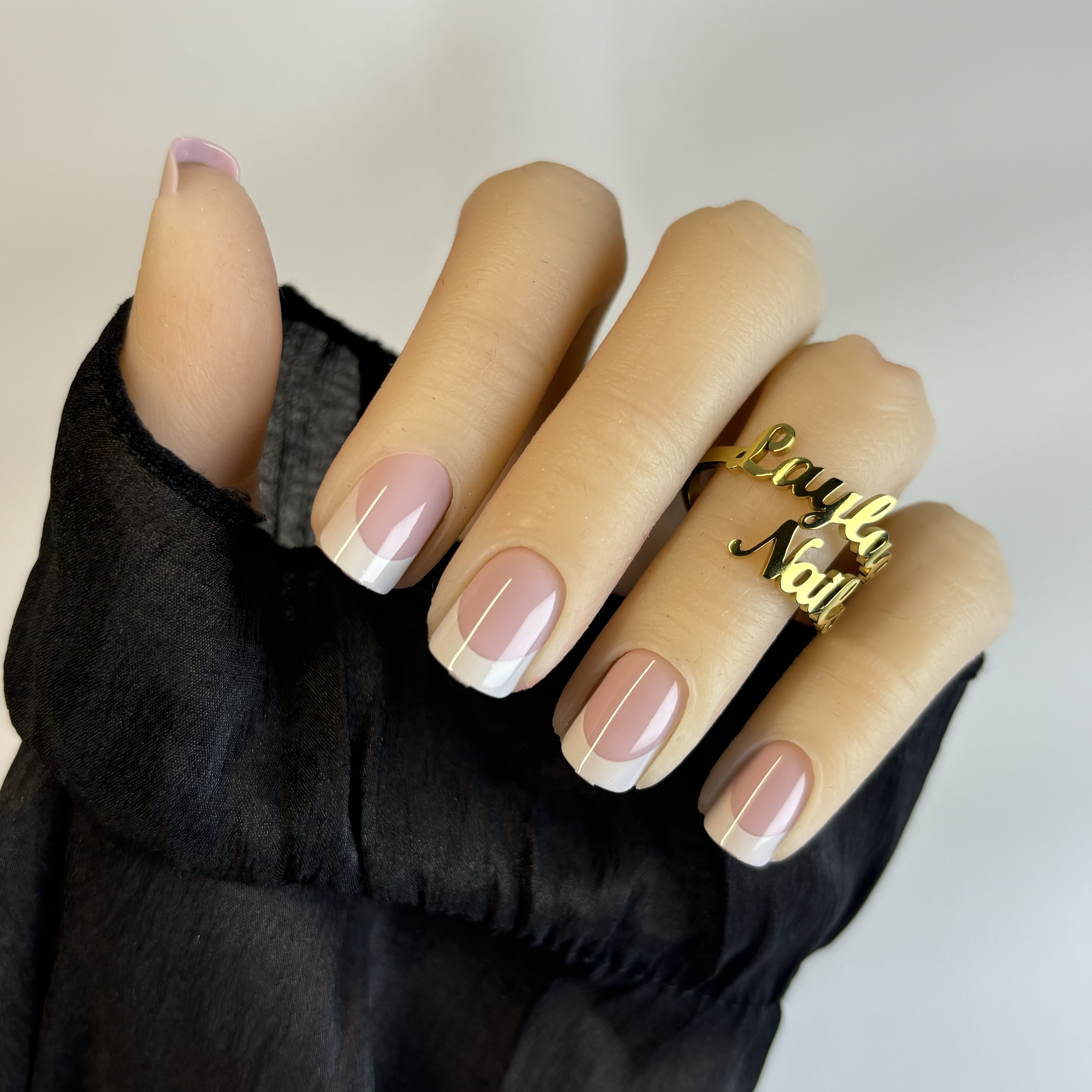Classic square French Tip Short Nails