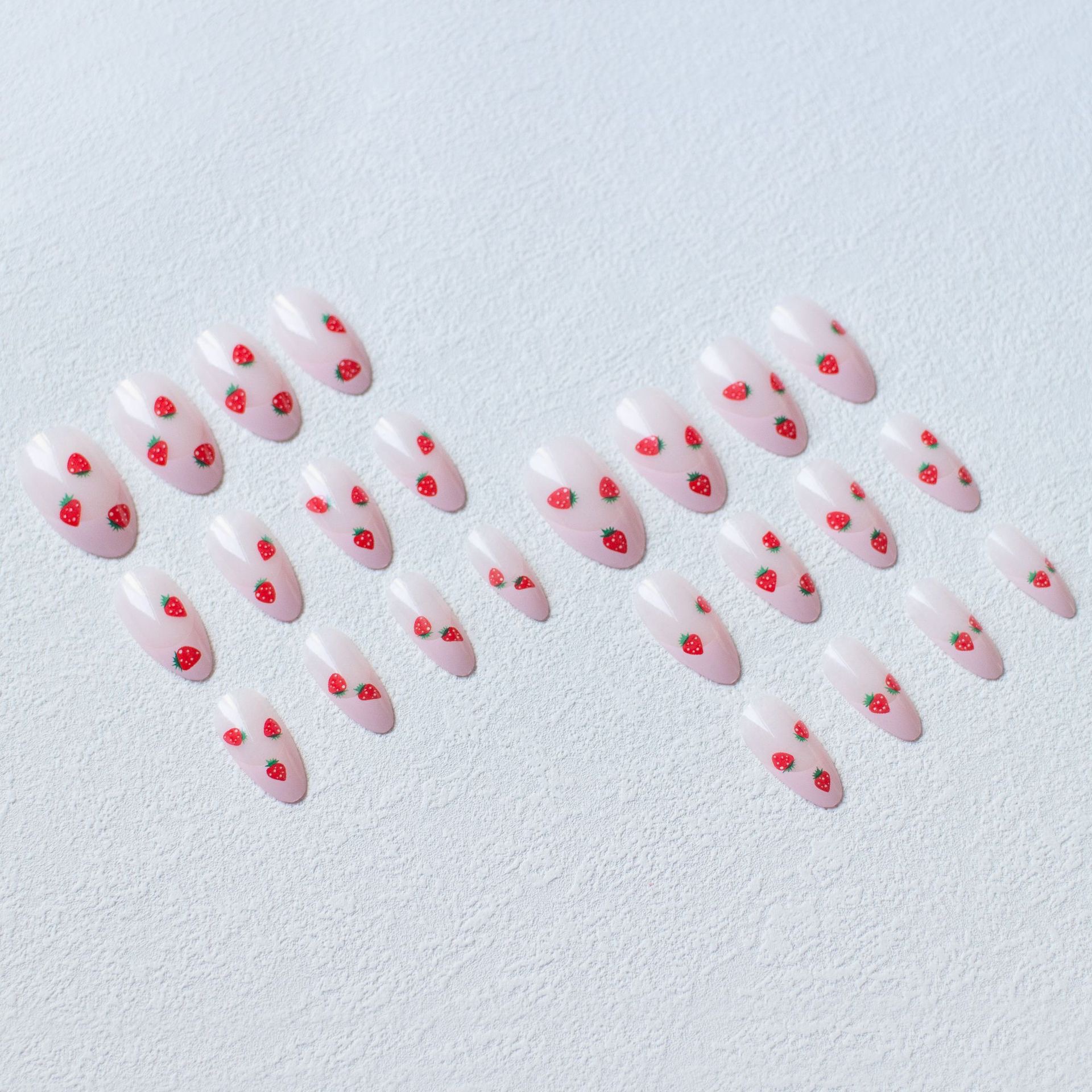 Pink Strawberry Medium Nails