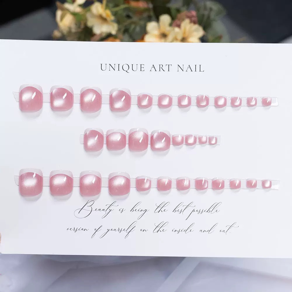 Classic White French Cat Eyes Toe Nails