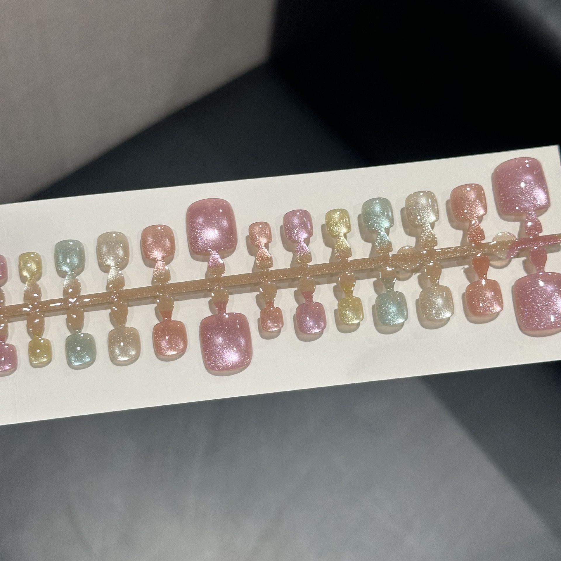 Rainbow Cat Eyes Toe Nails 42pcs