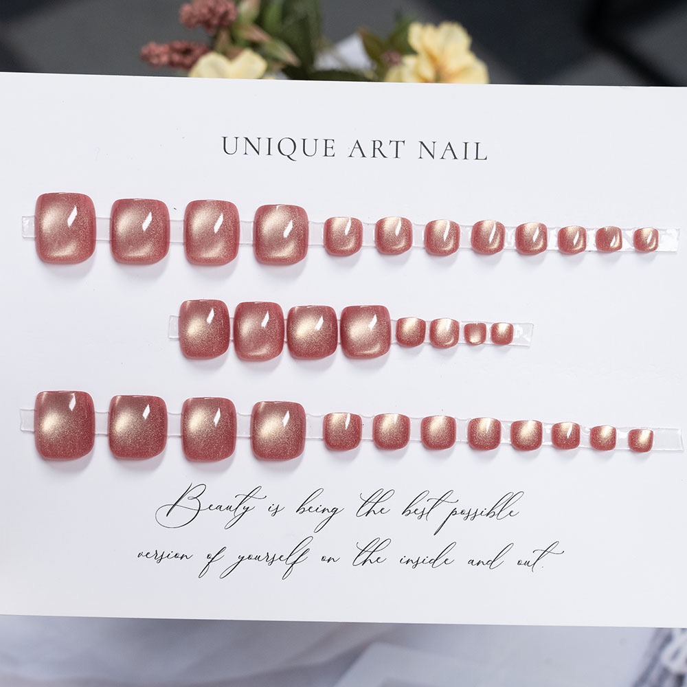 Glitter Coral Pink Toe Nails 32pcs