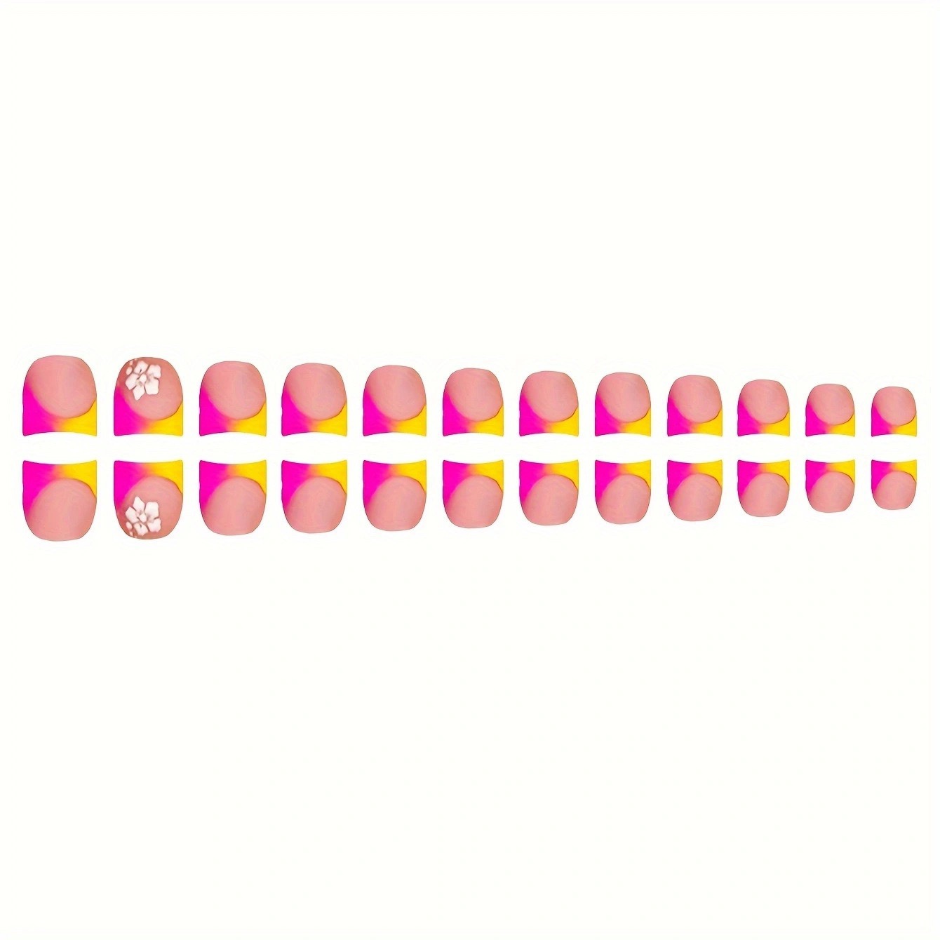 Hot Pink Flowers Hand&Foot Nails Set
