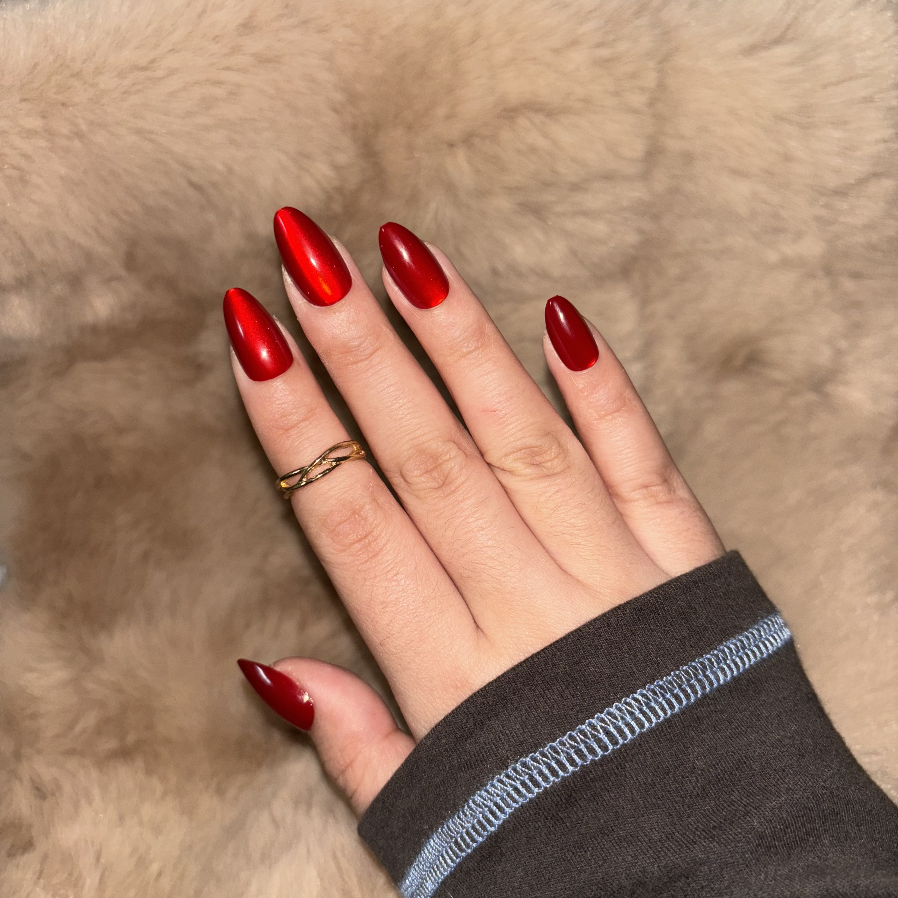 Wine Almond Medium Nails 30Pcs