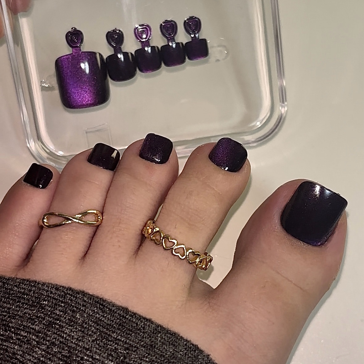 Dark Purple Eyes Press On Toenails