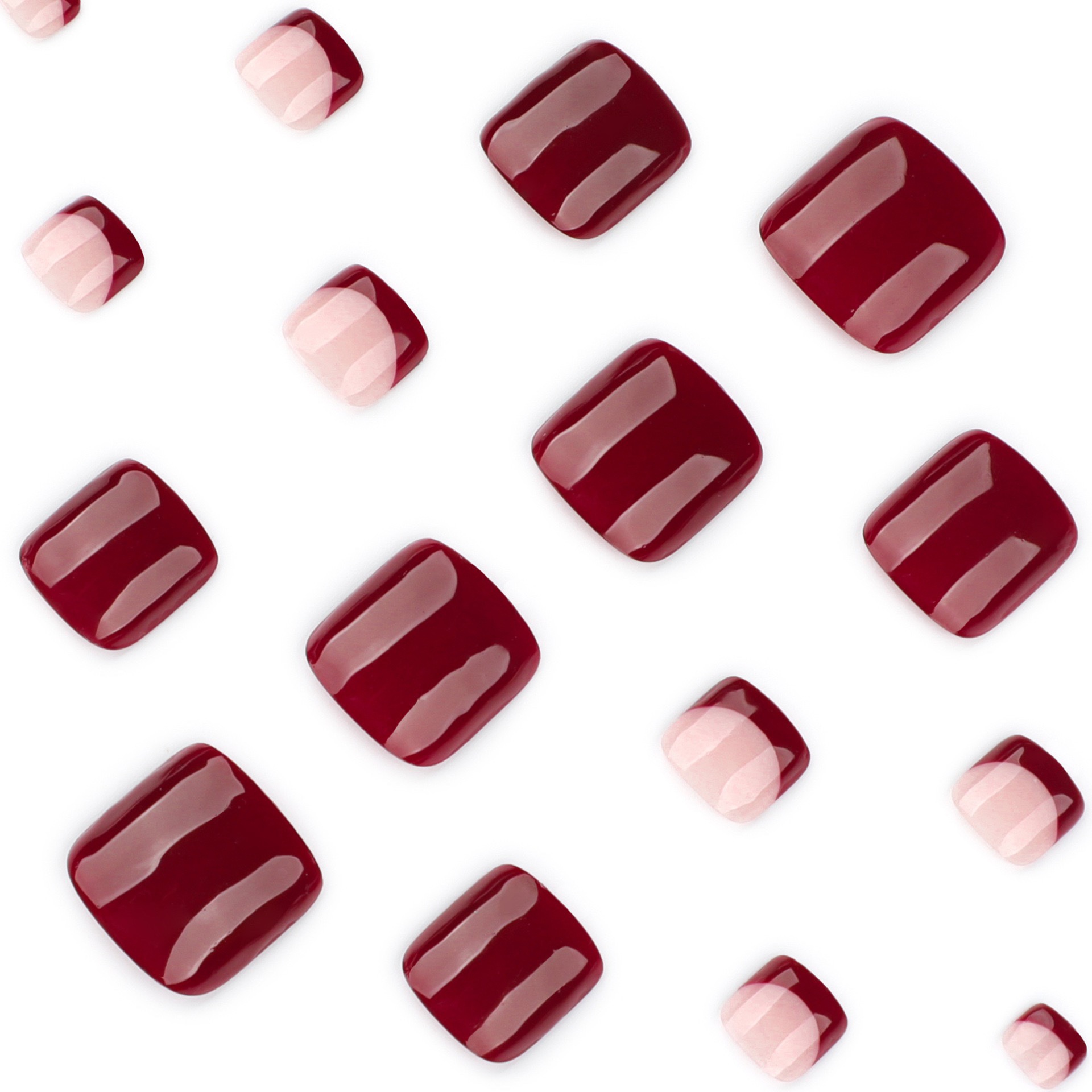 Cherry French Tips Toe Nails