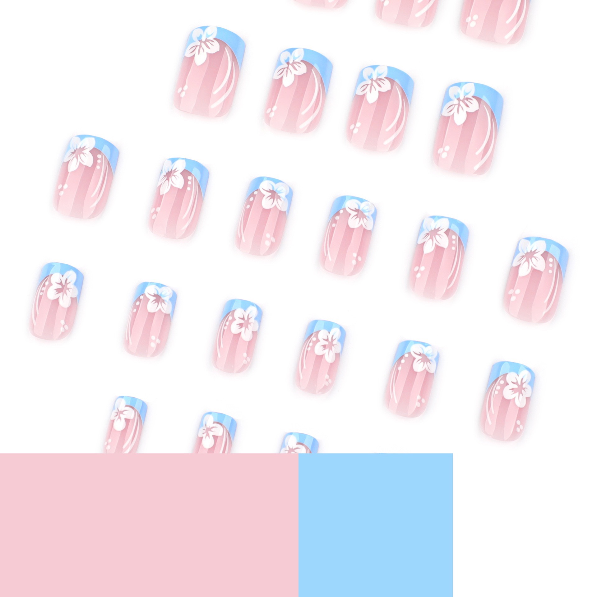 Buttercup Blue French Tips Medium Nails