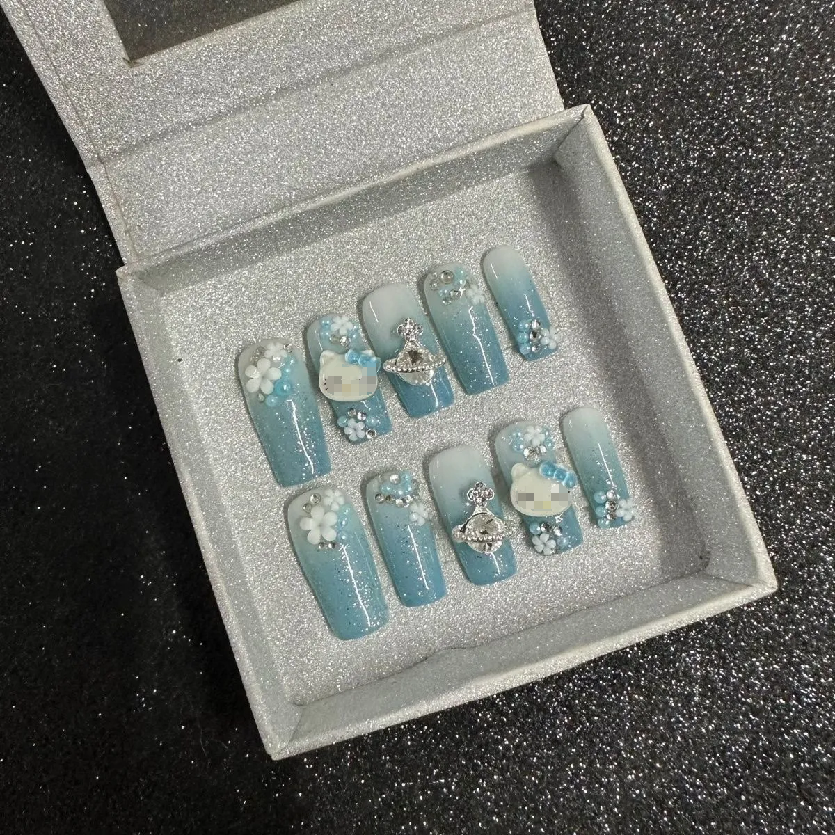 Blue ICE Cream Handmade nails