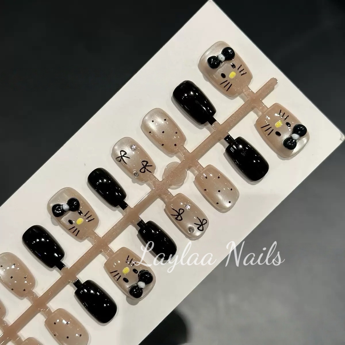 Black Kitty Hands & Toe Nails set 36pcs