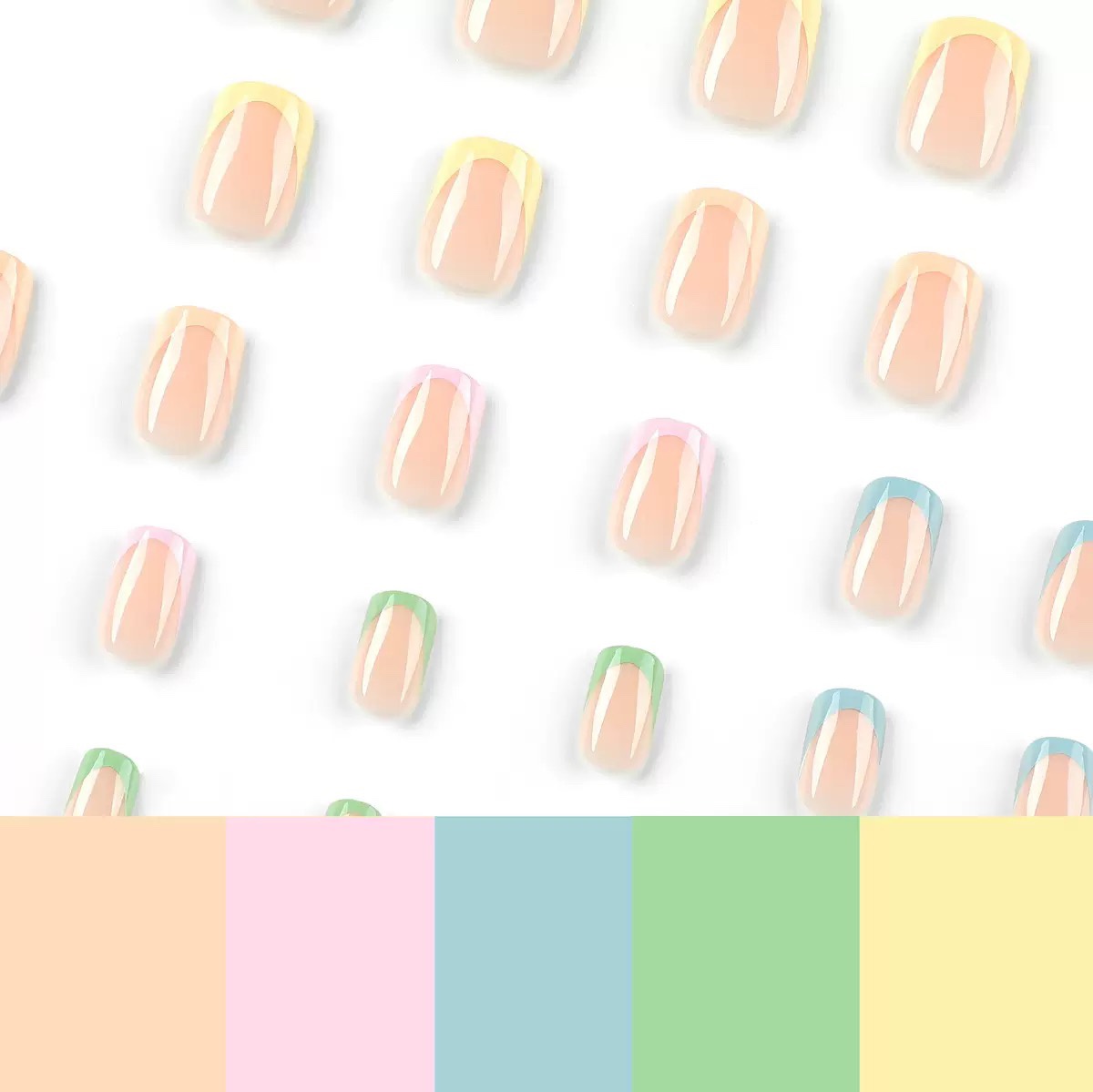 S82 Summer colored square short nails