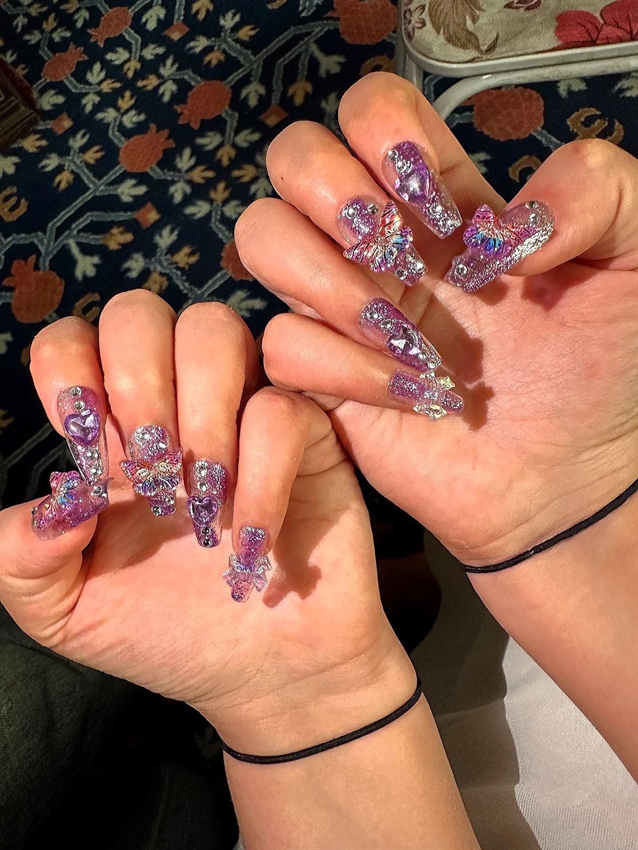Purple Butterfly Handmade Nails